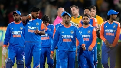 India's captain Suryakumar Yadav with his teammates (AP) India's captain Suryakumar Yadav with his teammates (AP)