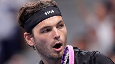 Taylor Fritz wearing his headband upside down in the game vs Noval Djokovic at the US Open 2025. (IMAGN IMAGES via Reuters Connect)
