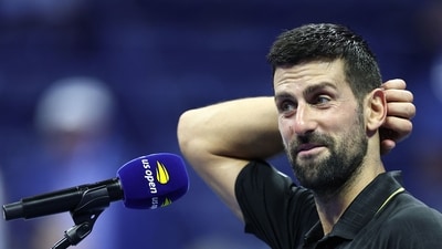 Serbia's Novak Djokovic speaks during an interview after winning the men's singles quarterfinal tennis match against USA's Taylor Fritz (AFP) Serbia's Novak Djokovic speaks during an interview after winning the men's singles quarterfinal tennis match against USA's Taylor Fritz (AFP)