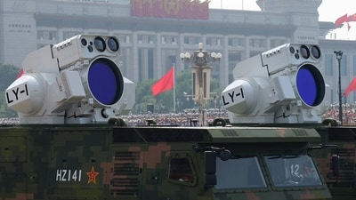 China also displayed the full range of its anti-drone systems, including a missile gun, high-energy laser weapons and high-power microwave weapons. According to PTI, the LY-1 laser weapon can effectively damage the optical sensors of enemy weapons and equipment. (Reuters)