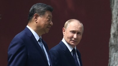 Chinese President Xi Jinping and Russian President Vladimir Putin in Beijing, China September 2, 2025. (Reuters)