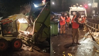 Over 125 tonnes of garbage collected during 5-day-long Maratha quota protest at Azad Maidan (Screengrab from X/@mybmc) Over 125 tonnes of garbage collected during 5-day-long Maratha quota protest at Azad Maidan (Screengrab from X/@mybmc)
