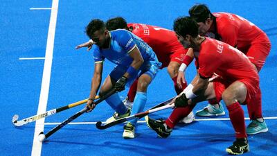 India and South Korea players vie for the ball during the Asia Cup in Rajgir on Wednesday. (PTI) India and South Korea players vie for the ball during the Asia Cup in Rajgir on Wednesday. (PTI)