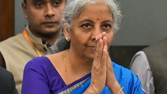 New Delhi, Sep 03 (ANI): Union Finance Minister Nirmala Sitharaman greets during the 56th meeting of the GST Council, in New Delhi on Wednesday. Several CM's of states attends the meeting. (ANI Photo/ Jitendar Gupta)(Jitender Gupta)