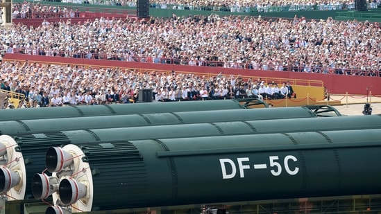 The DF-5c intercontinental ballistic missile (icbm), a notable upgrade to China's military technology, was also unveiled during Wednesday's events.The colossal liquid-fuelled nuclear weapons -- part of the country's "Dongfeng" missile series -- were displayed during the parade in the flat beds of large, camouflaged military vehicles. According to The Global Times, the DF-5C is capable of striking anywhere on Earth.(Reuters)