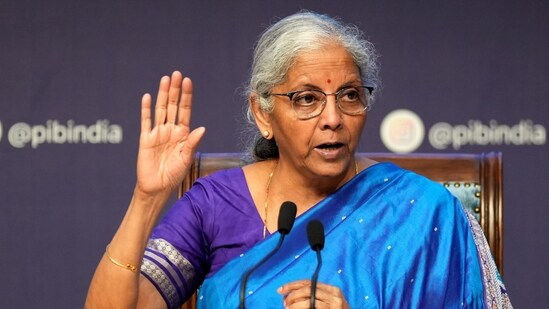 Union finance minister Nirmala Sitharaman addresses the media regarding the 56th GST Council meeting, in New Delhi, Wednesday, Sept. 3, 2025. (PTI)