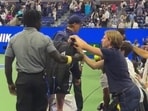A fan tried to steal something from Jannik Sinner's bag. A fan tried to steal something from Jannik Sinner's bag.