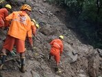 Efforts underway to rescue two peole buried in Kullu landslide. (Aqil Khan /HT) Efforts underway to rescue two peole buried in Kullu landslide. (Aqil Khan /HT)