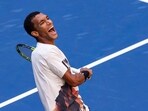 Felix Auger-Aliassime celebrates his victory over Alex de Minaur in the quarterfinal of the men’s singles at the US Open. (Reuters) Felix Auger-Aliassime celebrates his victory over Alex de Minaur in the quarterfinal of the men’s singles at the US Open. (Reuters)