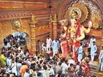 Mumbai, India – 04, Sept 2025: Huge crowd of devotees at Lalbaug, for Ganpati Darshan, in Mumbai, India, on Thursday, Sept 04, 2025. (Photo by Bhushan Koyande/HT Photo) Mumbai, India – 04, Sept 2025: Huge crowd of devotees at Lalbaug, for Ganpati Darshan, in Mumbai, India, on Thursday, Sept 04, 2025. (Photo by Bhushan Koyande/HT Photo)
