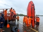 NDRF personnel prepare to patrol a flooded area at Gaggo Mahal village, near Amritsar on Wednesday. (PTI) NDRF personnel prepare to patrol a flooded area at Gaggo Mahal village, near Amritsar on Wednesday. (PTI)