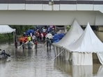 Relief camps flooded at Mayur Vihar. (RAJ K RAJ /HT PHOTO)