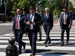 Tim Cook, chief executive officer of Apple Inc., center, arrives at the White House in Washington, DC, US, on Thursday, Sept. 4, 2025. Tech industry leaders including Meta Platforms Inc.'s Mark Zuckerberg, Apple Inc.'s Tim Cook, and Microsoft Corp.'s Satya Nadella are expected to attend an artificial intelligence event. Tim Cook, chief executive officer of Apple Inc., center, arrives at the White House in Washington, DC, US, on Thursday, Sept. 4, 2025. Tech industry leaders including Meta Platforms Inc.'s Mark Zuckerberg, Apple Inc.'s Tim Cook, and Microsoft Corp.'s Satya Nadella are expected to attend an artificial intelligence event.