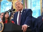 US President Donald Trump speaks in the Oval Office of the White House in Washington, DC,
