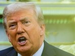 US President Donald Trump  in the Oval Office at the White House in Washington, D.C.
