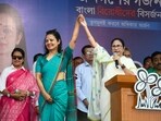Mahua Moitra hailed West Bengal CM Mamata Banerjee (R) and said that her party Trinamool Congress 'continues to fight anti-people policies'.