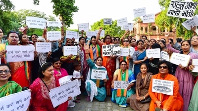 BJP women wing supporters in Dehradun holding placards protest over alleged remarks about PM Modi and his late mother during Congress's 'Voter Adhikar Yatra' in Bihar (ANI File) BJP women wing supporters in Dehradun holding placards protest over alleged remarks about PM Modi and his late mother during Congress's 'Voter Adhikar Yatra' in Bihar (ANI File)