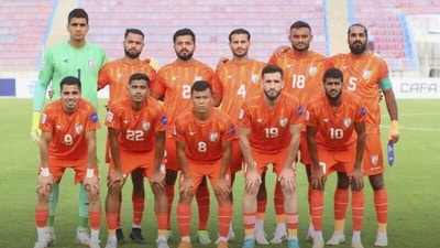 The Indian team lines up ahead of a match in the ongoing CAFA Nations Cup 2025. (AIFF) The Indian team lines up ahead of a match in the ongoing CAFA Nations Cup 2025. (AIFF)