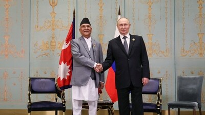 Russia's President Vladimir Putin (R) attends a meeting with Nepal's Prime Minister KP Sharma Oli during the Shanghai Cooperation Organisation (SCO) Summit in Tianjin. (AFP) Russia's President Vladimir Putin (R) attends a meeting with Nepal's Prime Minister KP Sharma Oli during the Shanghai Cooperation Organisation (SCO) Summit in Tianjin. (AFP)