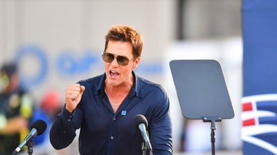 Former New England Patriots quarterback Tom Brady speaks after a bronze statue of himself was unveiled in Patriot Place Plaza. (AP) Former New England Patriots quarterback Tom Brady speaks after a bronze statue of himself was unveiled in Patriot Place Plaza. (AP)