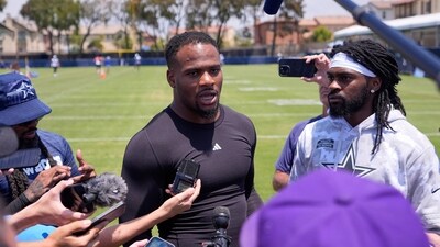 Micah Parsons speaks to reporters. (AP) Micah Parsons speaks to reporters. (AP)