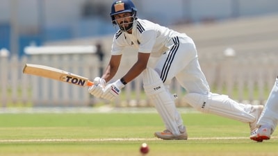 West Zone's Ruturaj Gaikwad plays a shot on day one of the Duleep Trophy 2025 second semifinal cricket match between Central Zone and West Zone (PTI)