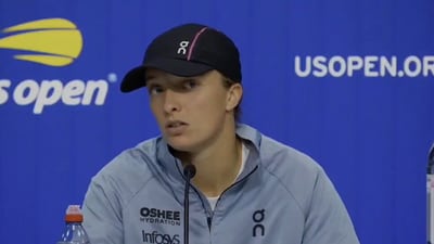 Iga Swiatek attends a press conference after her defeat to Amanda Anisimova Iga Swiatek attends a press conference after her defeat to Amanda Anisimova