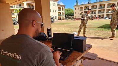 Soldiers of the 25th Infantry Division using drone imagery to test TurbineOne’s software last month. Soldiers of the 25th Infantry Division using drone imagery to test TurbineOne’s software last month.