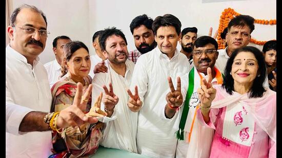 Congress MP Deepender Singh Hooda in Karnal on Wednesday. (HT)