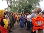Amritsar DC Sakshi Sawhney overseeing the rescue and relief work. (Sourced)