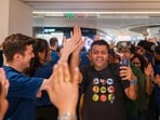 Apple CEO Tim Cook posted first looks of tech enthusiasts entering the new Apple store in Bengaluru's Hebbal. Apple CEO Tim Cook posted first looks of tech enthusiasts entering the new Apple store in Bengaluru's Hebbal.