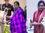 Prof Vibha Sharma from AMU, Madhurima Tiwari, principal, PM Shri Composite School, Mirzapur and Ram Lal Singh Yadav, a teacher at the upper primary school, Badwapu, in Bhadohi received the award from President Droupadi Murmu. (Sourced) Prof Vibha Sharma from AMU, Madhurima Tiwari, principal, PM Shri Composite School, Mirzapur and Ram Lal Singh Yadav, a teacher at the upper primary school, Badwapu, in Bhadohi received the award from President Droupadi Murmu. (Sourced)
