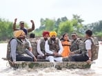 Punjab chief minister Bhagwant Mann touring flood-affected villages in Ferozepur district on September 2. (HT Photo) Punjab chief minister Bhagwant Mann touring flood-affected villages in Ferozepur district on September 2. (HT Photo)