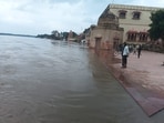 Water enters the Bateshwar temple in Agra on Friday (HT Photo) Water enters the Bateshwar temple in Agra on Friday (HT Photo)