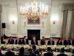 President Trump hosting a dinner for technology and business leaders at the White House on Thursday. President Trump hosting a dinner for technology and business leaders at the White House on Thursday.