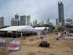 Police personnel keep vigil amid preparations for crowd control before the immersion of Lord Ganesh idols as the Ganesh Chaturthi festival concludes, at Girgaon Chowpatty, in Mumbai Police personnel keep vigil amid preparations for crowd control before the immersion of Lord Ganesh idols as the Ganesh Chaturthi festival concludes, at Girgaon Chowpatty, in Mumbai