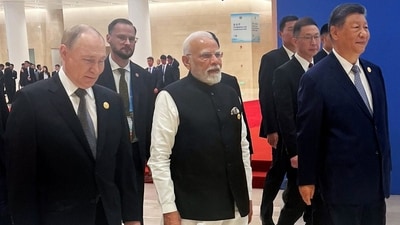 Prime Minister Narendra Modi, Chinese President Xi Jinping, and Russian President Vladimir Putin at the venue of the Shanghai Cooperation Council (SCO) Summit, in Tianjin on Monday. (ANI Photo) (ANI X) Prime Minister Narendra Modi, Chinese President Xi Jinping, and Russian President Vladimir Putin at the venue of the Shanghai Cooperation Council (SCO) Summit, in Tianjin on Monday. (ANI Photo) (ANI X)