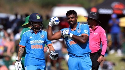 File photo of Sanju Samson (R) with Rinku Singh. (REUTERS)