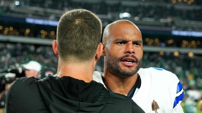 Dak Prescott of the Dallas Cowboys hugs head coach Nick Sirianni of the Philadelphia Eagles after the game at Lincoln Financial Field. (Getty Images via AFP) Dak Prescott of the Dallas Cowboys hugs head coach Nick Sirianni of the Philadelphia Eagles after the game at Lincoln Financial Field. (Getty Images via AFP)