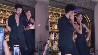 Kartik Aaryan and Ananya Panday dancing together at wrap up party. Kartik Aaryan and Ananya Panday dancing together at wrap up party.