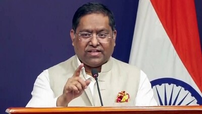 MEA spokesperson Randhir Jaiswal speaks during a media briefing on protests in Australia against Indians. (ANI)