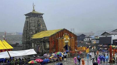 Rudraprayag: People gather to offer prayers amid rainfall, at Kedarnath Temple, Rudraprayag, on July 29 (PTI FILE PHOTO)
