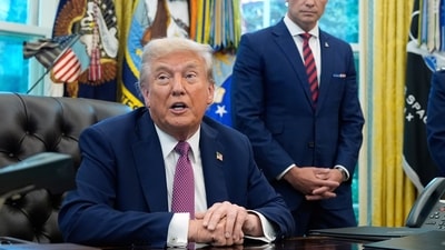 President Donald Trump speaks in the Oval Office of the White House, Friday, Sept. 5, 2025, in Washington, as Defense Secretary Pete Hegseth listens. (AP) President Donald Trump speaks in the Oval Office of the White House, Friday, Sept. 5, 2025, in Washington, as Defense Secretary Pete Hegseth listens. (AP)