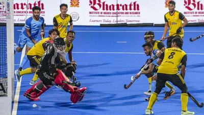 Vivek Sagar Prasad scores a goal against Malaysia at the ongoing Asia Cup. (PTI) Vivek Sagar Prasad scores a goal against Malaysia at the ongoing Asia Cup. (PTI)
