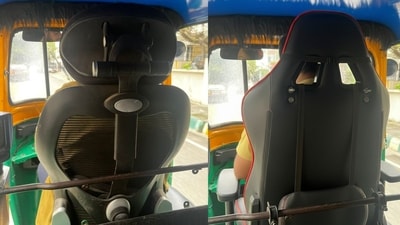 A photo of a Bengaluru auto featuring an “ergonomic” driver’s chair went viral. (X/@NarasimhaKan) A photo of a Bengaluru auto featuring an “ergonomic” driver’s chair went viral. (X/@NarasimhaKan)