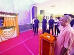 Chief Minister Yogi Adityanath inaugurating the Jupiter Auditorium of Indira Gandhi Pratishthan in Lucknow on Saturday (HT Photo) Chief Minister Yogi Adityanath inaugurating the Jupiter Auditorium of Indira Gandhi Pratishthan in Lucknow on Saturday (HT Photo)