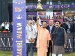 Chief minister Yogi Adityanath with Rajya Sabha MP and BCCI member Rajeev Shukla and others during the closing ceremony of UP T20 League Season 3, in Lucknow on Saturday. (HT PHOTO) Chief minister Yogi Adityanath with Rajya Sabha MP and BCCI member Rajeev Shukla and others during the closing ceremony of UP T20 League Season 3, in Lucknow on Saturday. (HT PHOTO)