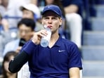 Jannik Sinner during a break in play in his US Open semifinal.