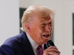 Donald Trump speaks during a dinner for lawmakers on the newly renovated Rose Garden patio on September 5.