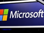 A logo of US company Microsoft is displayed during the Vivatech technology startups and innovation fair, at the Porte de Versailles exhibition centre in Paris, on May 22, 2024.
